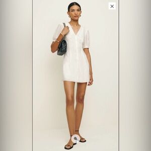 NWT Reformation WHITE NONI LACE DETAIL MINI DRESS Size 6
